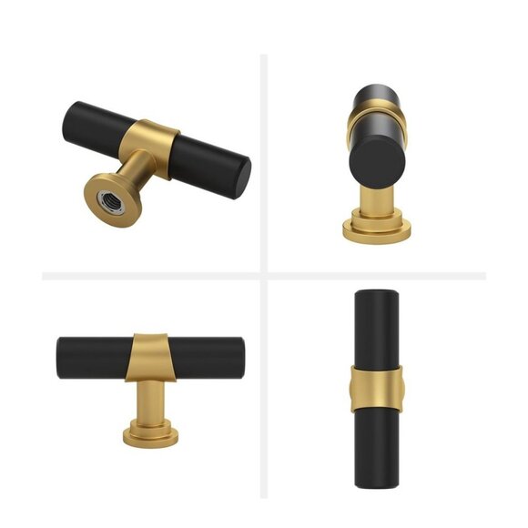 Haliwu Black and Gold Cabinet Knobs, 8 Pack 2 inch Single Hole With Screws - Picture 3 of 9